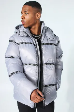 High Shine Man Tape Puffer | boohooMAN UK