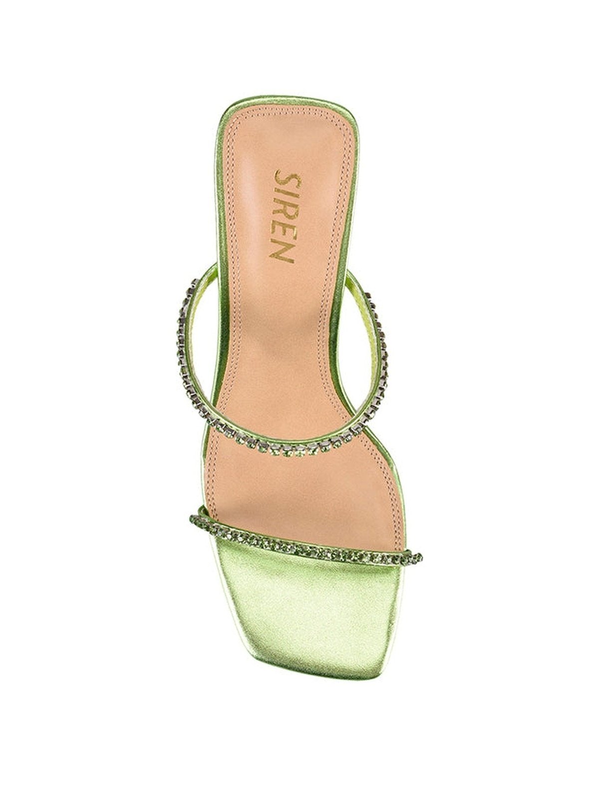 Izzy Diamante Stiletto Heels - Lime Green Metallic Leather