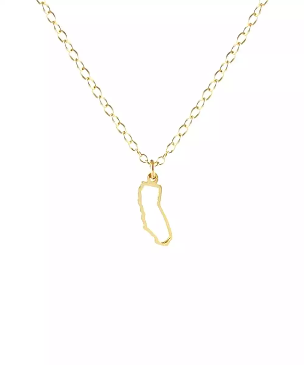 Kris Nations California Outline Charm Necklace - Gold