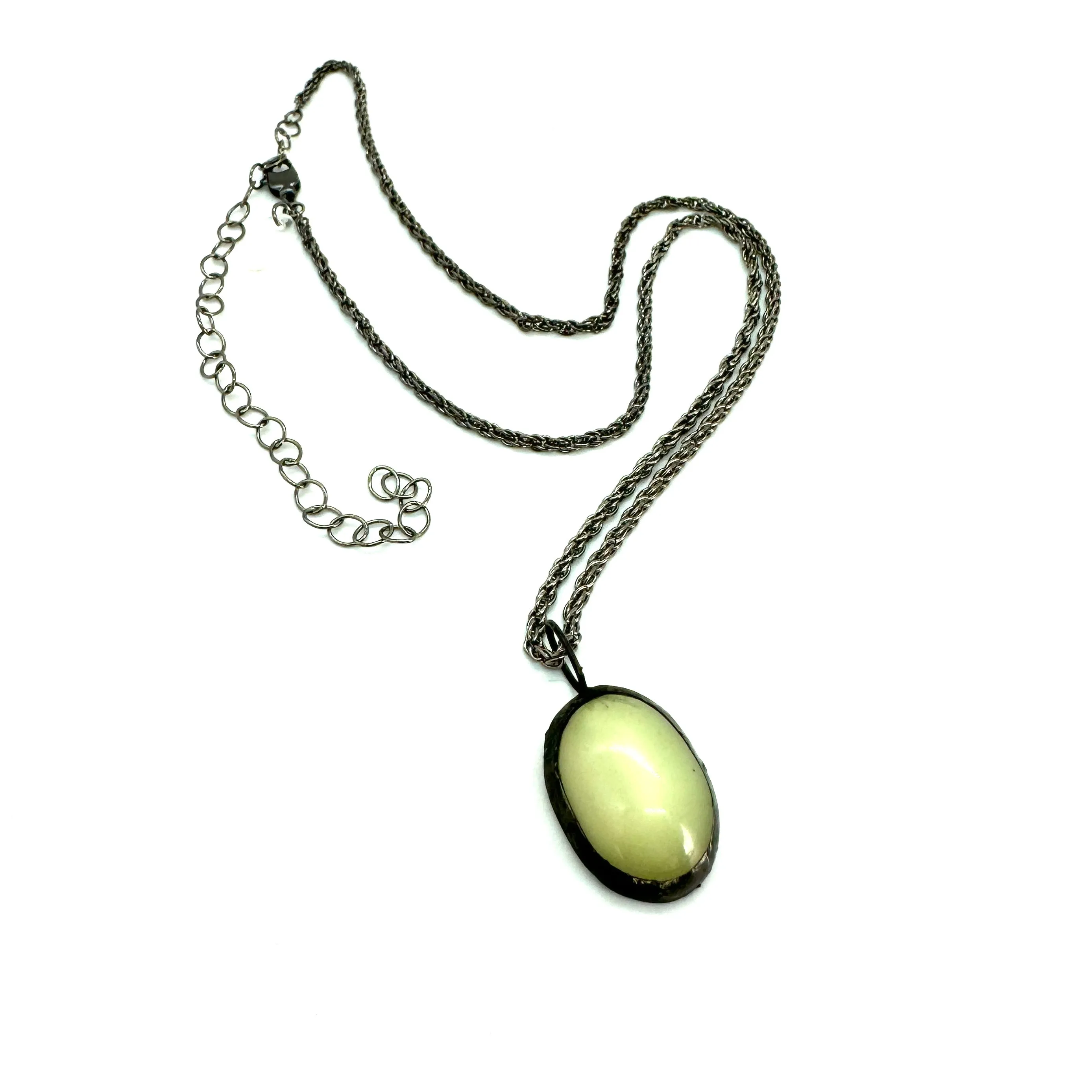 Light Sage Oval Moonglow Layering Necklace