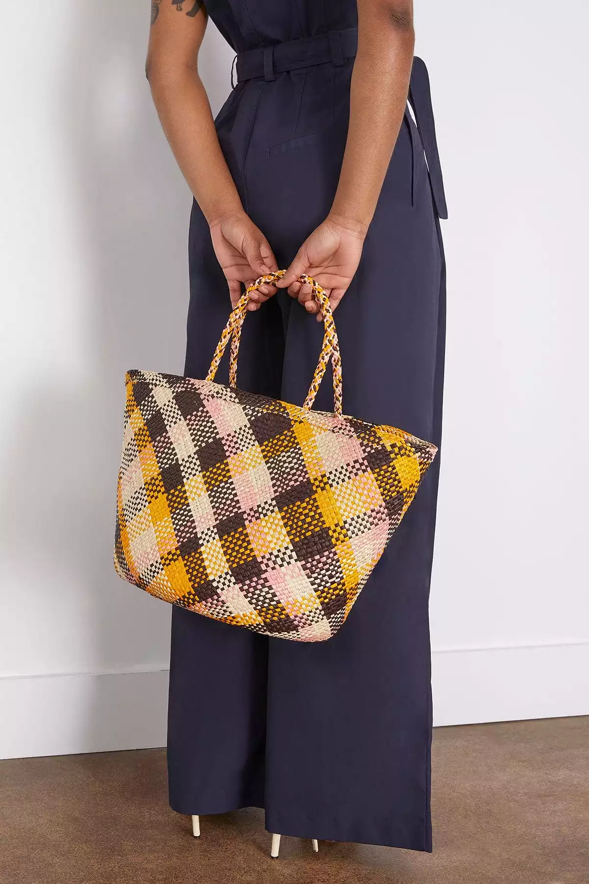 Mariana Large Basket Tote Bag in Madras