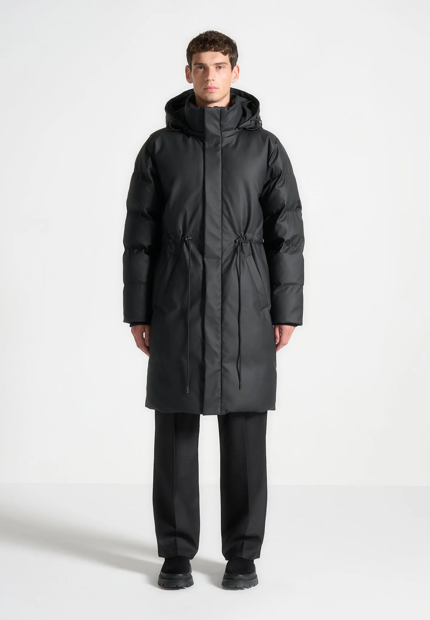 Matte Longline Puffer Coat - Black