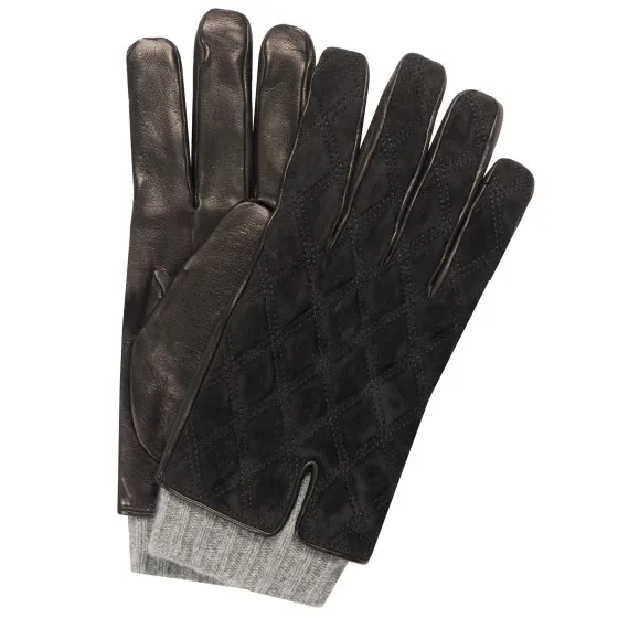 MAZZOLENI Diamond Suede Funnel Gloves Black