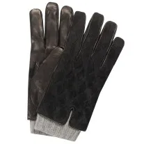 MAZZOLENI Diamond Suede Funnel Gloves Black