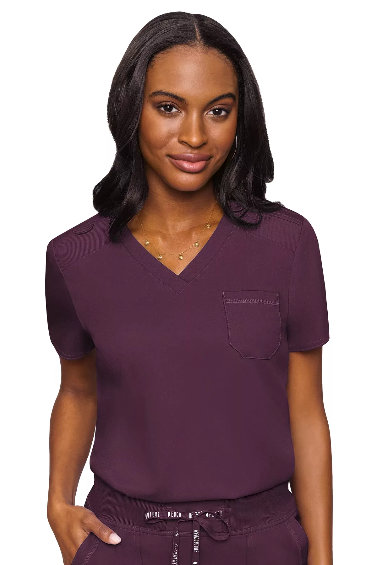 Med Couture Touch 7448 Women's Tuckable Chest Pocket Top