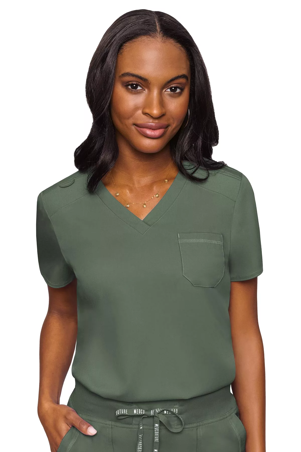 Med Couture Touch 7448 Women's Tuckable Chest Pocket Top