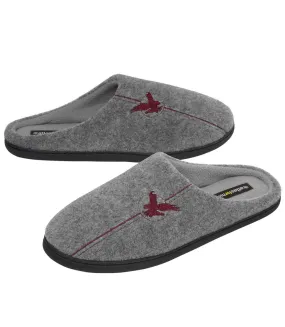 Men's Grey Fleece-Lined Slippers