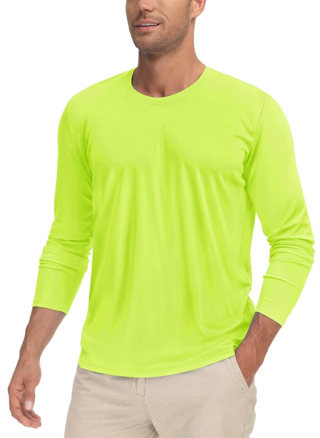 Mens Outdoor Summer UPF50+ Sun Protection Performance T-shirts Mens Long Sleeve Quick Dry Sports Hiking Gym Running T-shirt Tee 