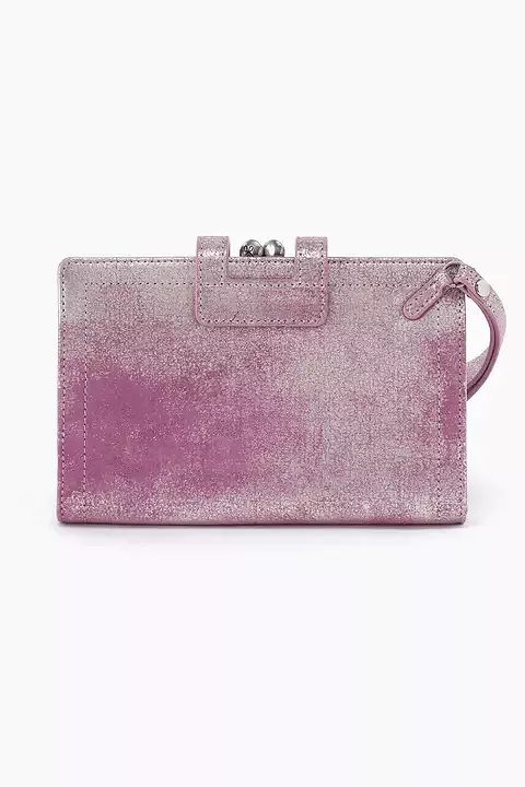 Metallic Leather Violet Wristlet