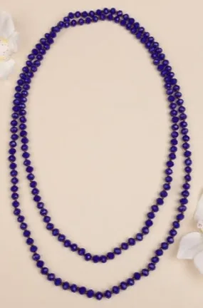 Navy Blue Crystal 60 Strand Layering Necklace