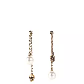 Pearl and Skull Earrings, Gold