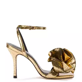 Penelope Sandal In Gold Cracked Metallic Leather