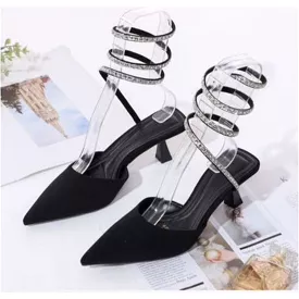 Pointed Toe Spiral Sling Heel