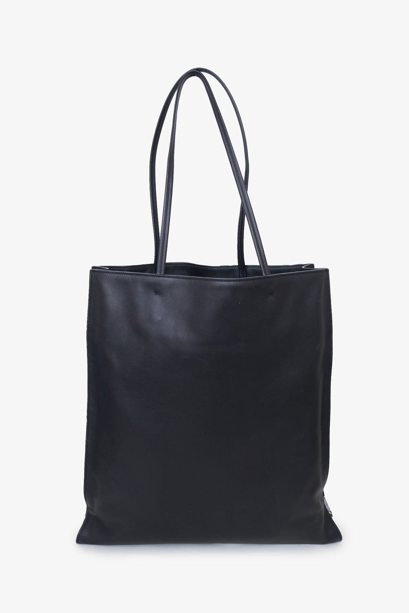 Prada 2022 Black Leather Front Logo Tote