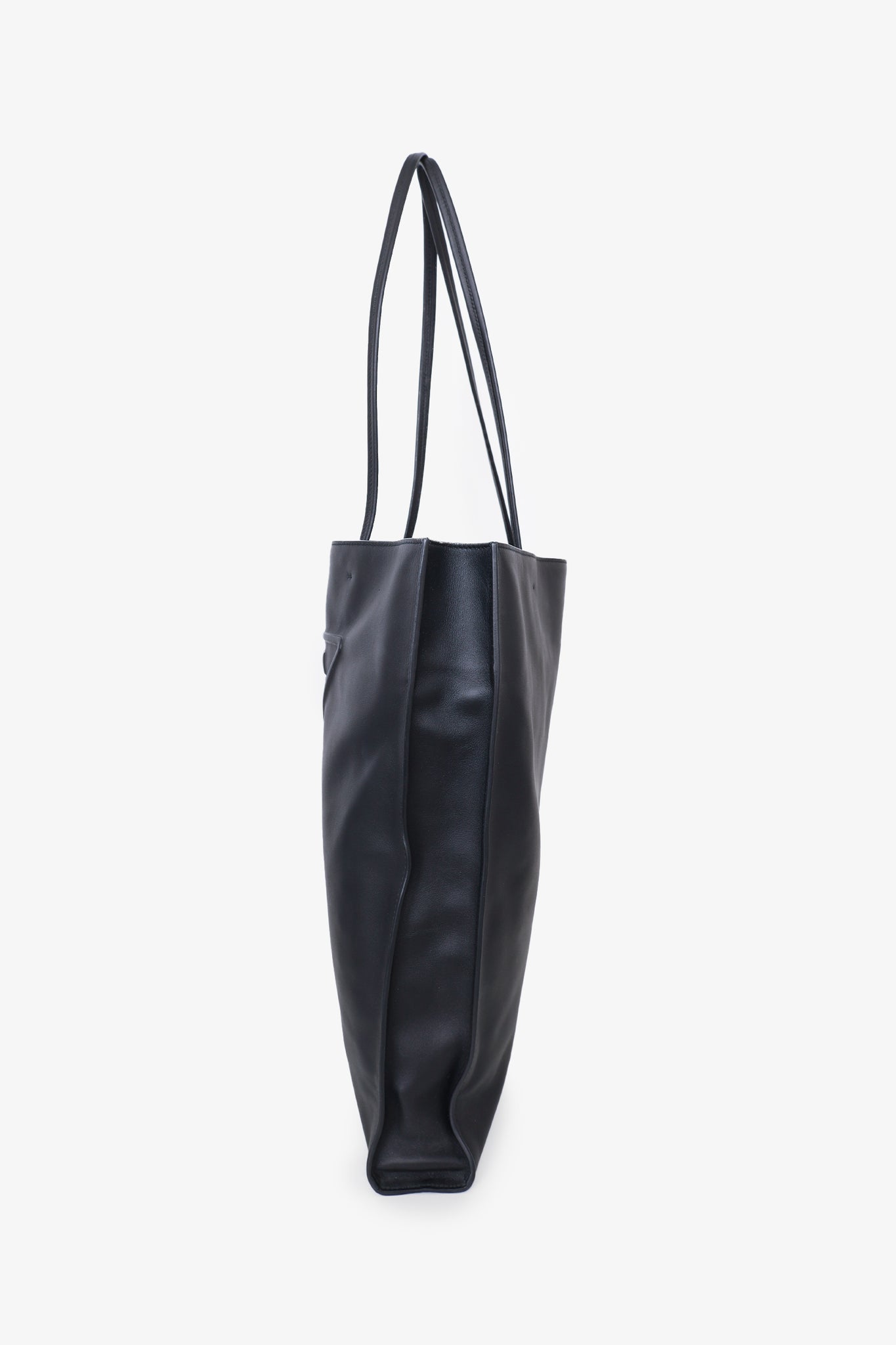 Prada 2022 Black Leather Front Logo Tote