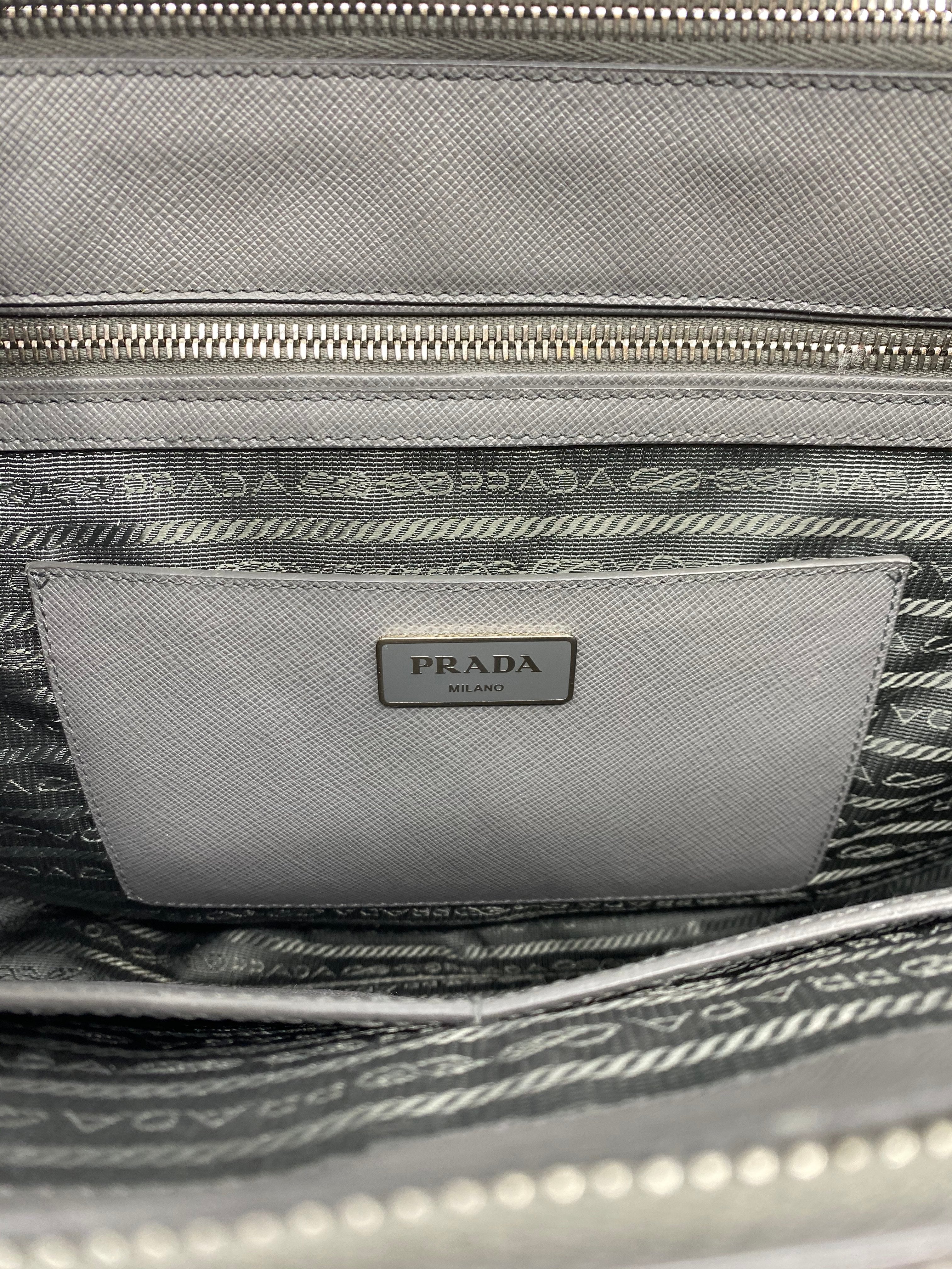 Prada Saffiano Bicolor Double Zip Tote Bag