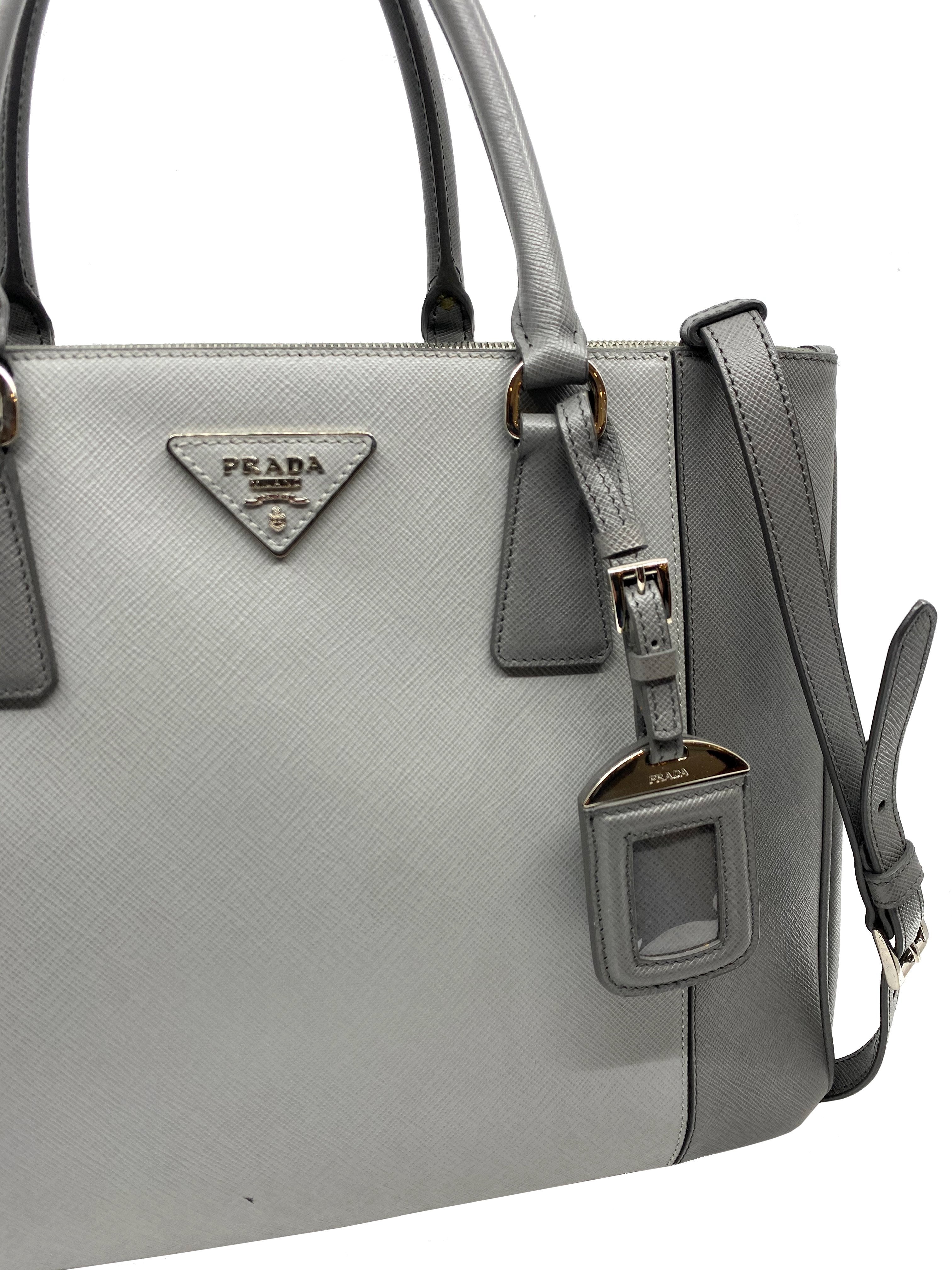 Prada Saffiano Bicolor Double Zip Tote Bag