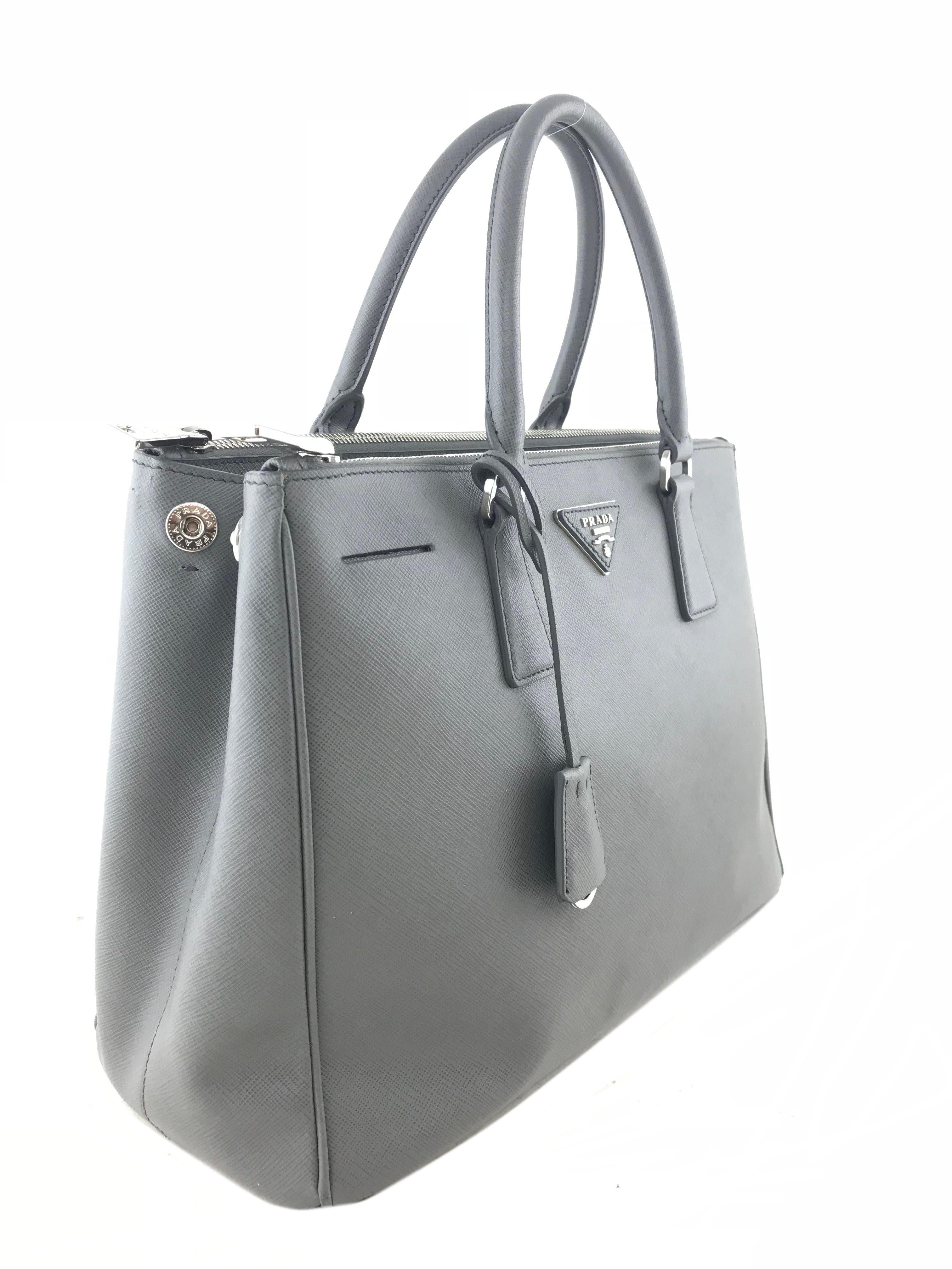 Prada Saffiano Lux Double Zip Medium Tote Bag