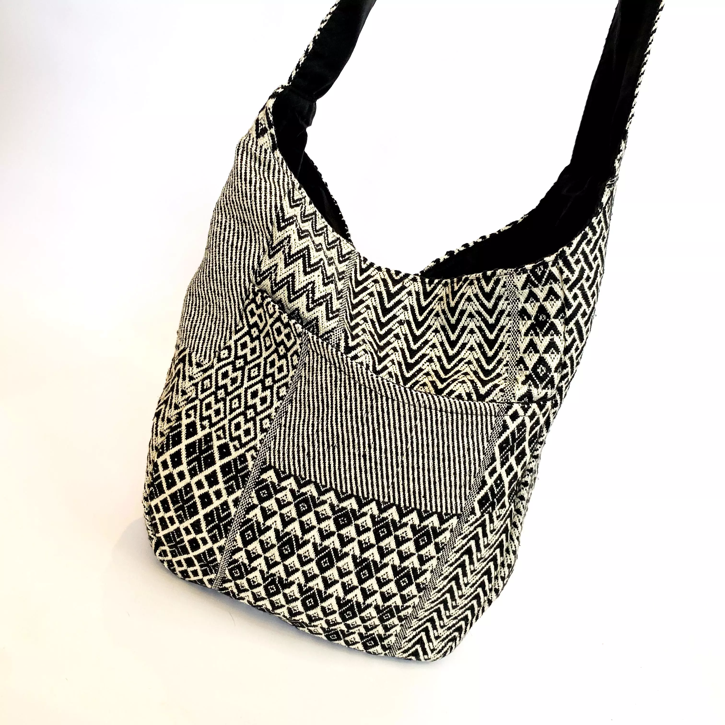 Queue black patterned shopper bag