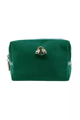 RECYCLED VELVET MAKEUP BAG EMERALD