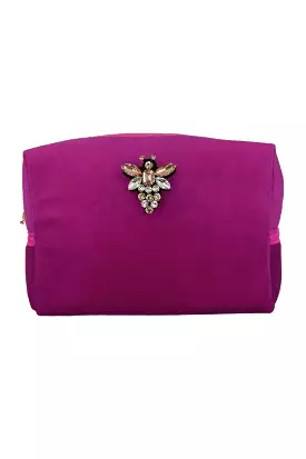 RECYCLED VELVET MAKEUP BAG FUCHSIA