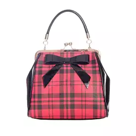 Red Black Vintage Plaid Retro Patent Tartan Check Handbag