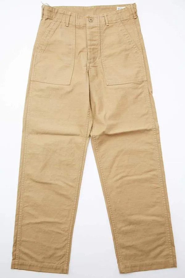 Regular Fit  Reverse Cotton Sateen US Army Fatigue Pants - Khaki