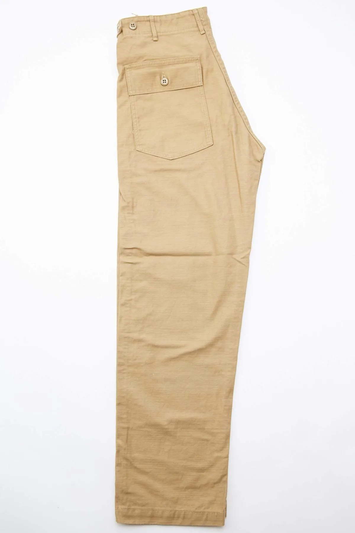 Regular Fit  Reverse Cotton Sateen US Army Fatigue Pants - Khaki