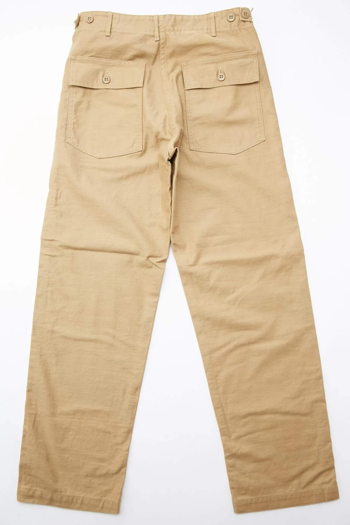 Regular Fit  Reverse Cotton Sateen US Army Fatigue Pants - Khaki