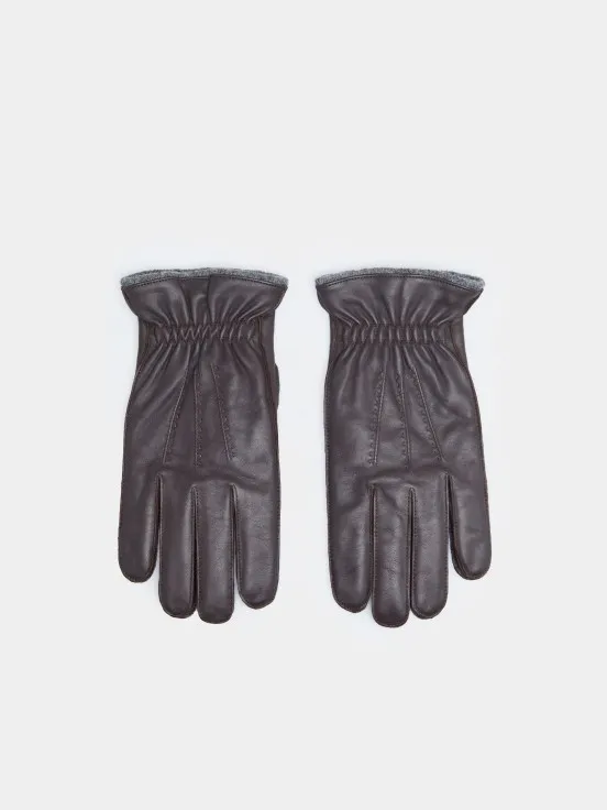 Ribbed leather gloves