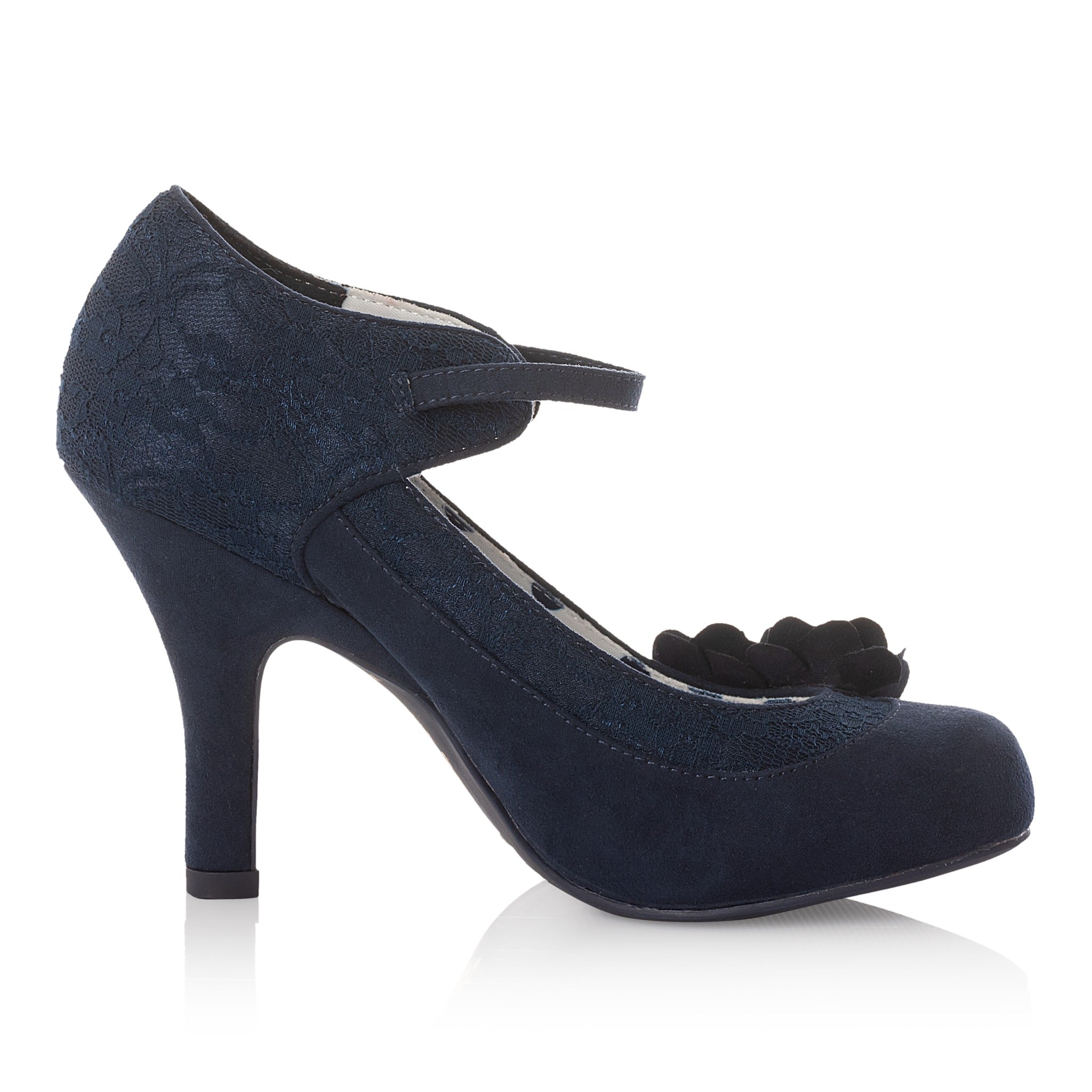 Ruby Shoo Melinda Navy Blue Corsage Stiletto Heels