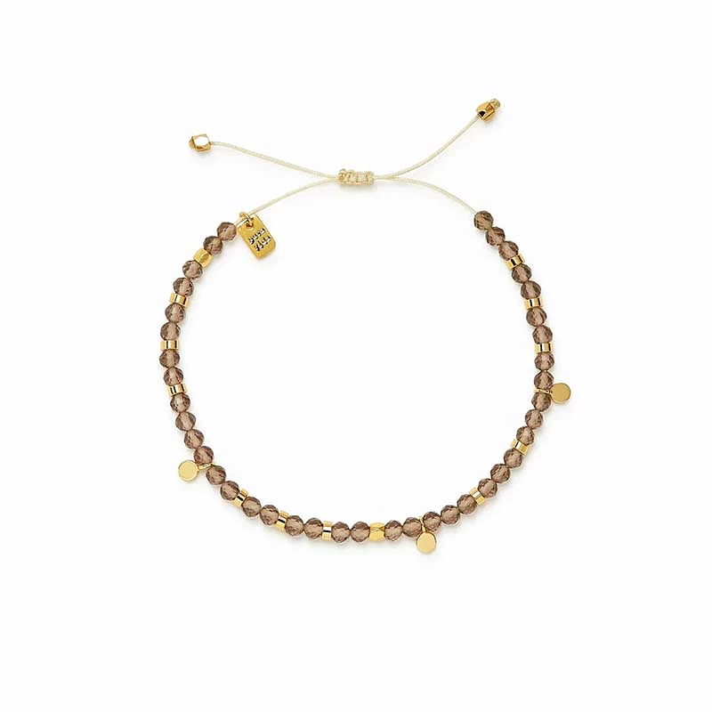 Smokey Quartz Gold Beaded Bracelet