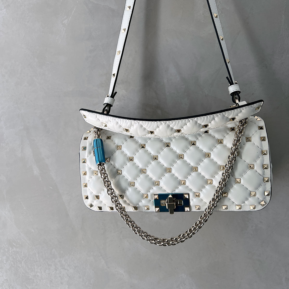 Spike Baguette Bag, Ivory