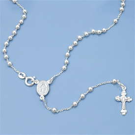 Sterling Silver Rosary Necklace 3mm