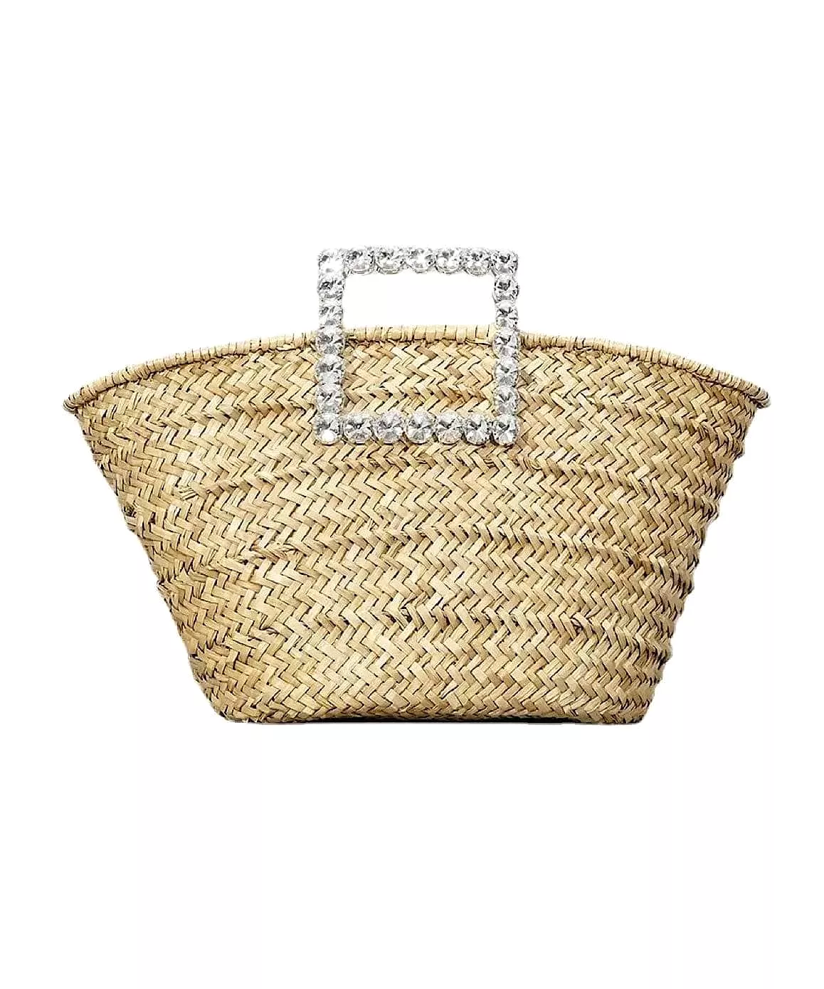 Straw Bag With Crystal Handle