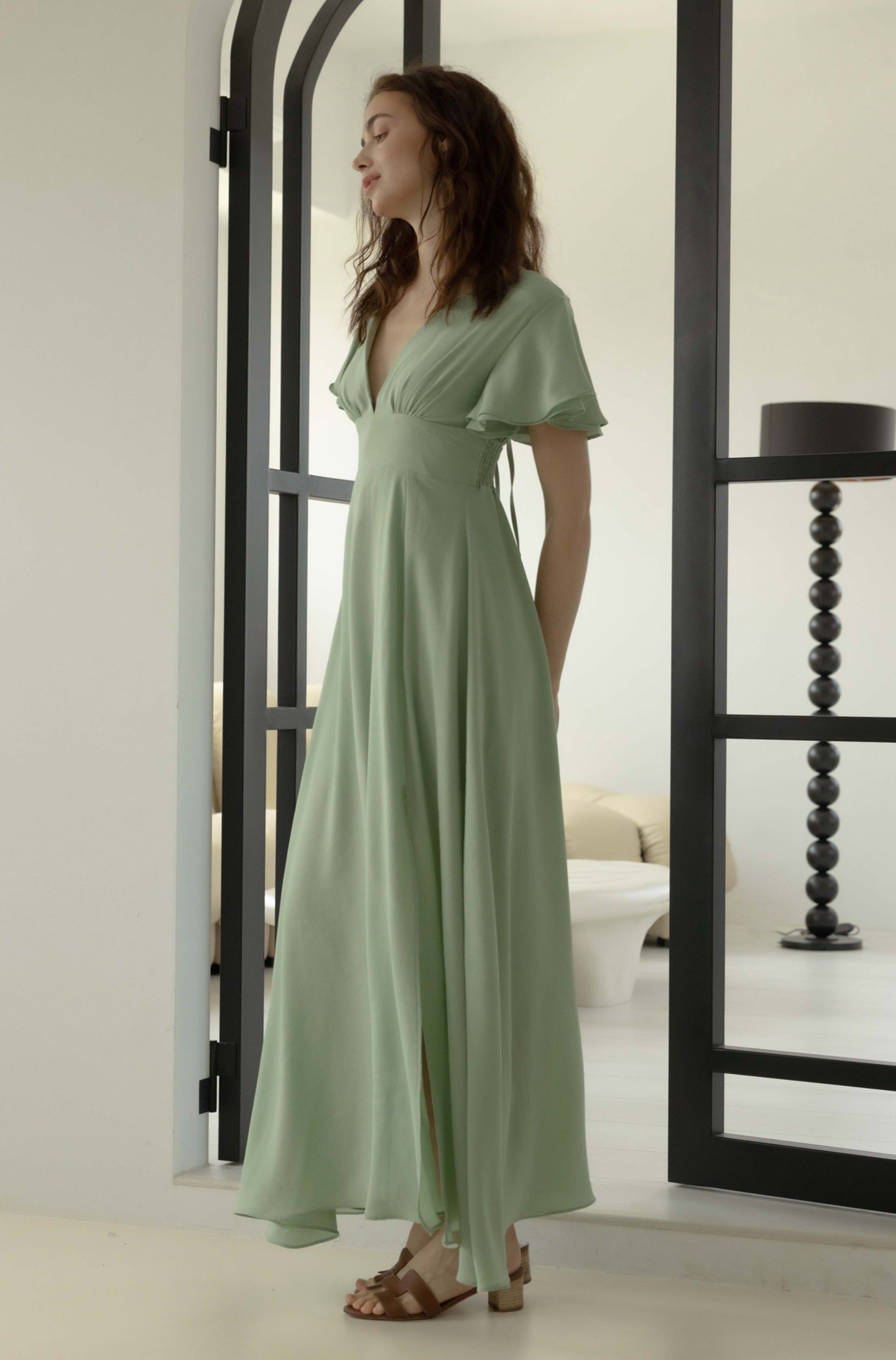 Team bride V neck maxi dress