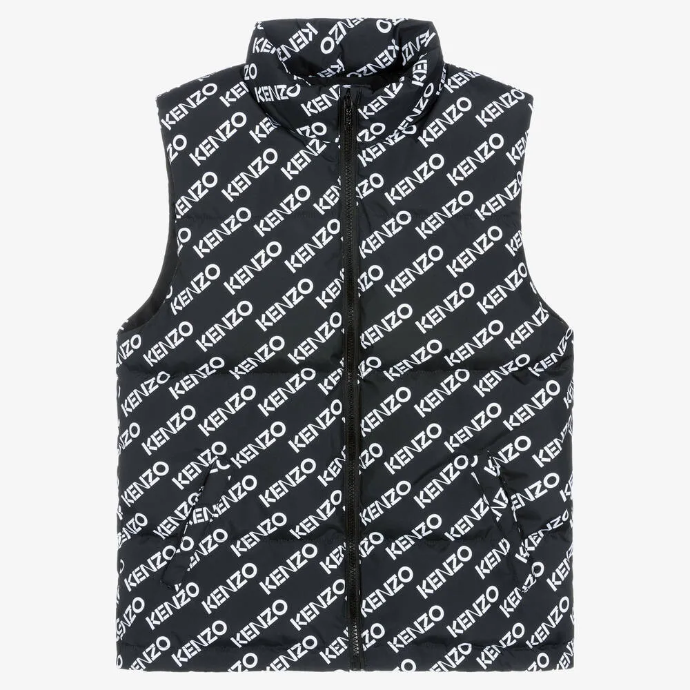 Teen Black & White Down Puffer Gilet