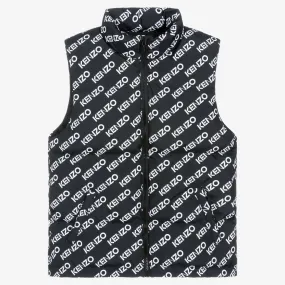 Teen Black & White Down Puffer Gilet