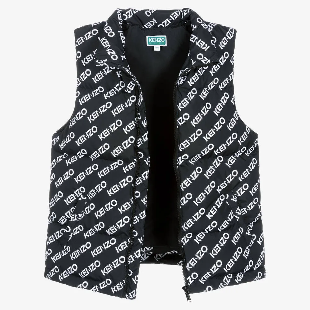 Teen Black & White Down Puffer Gilet