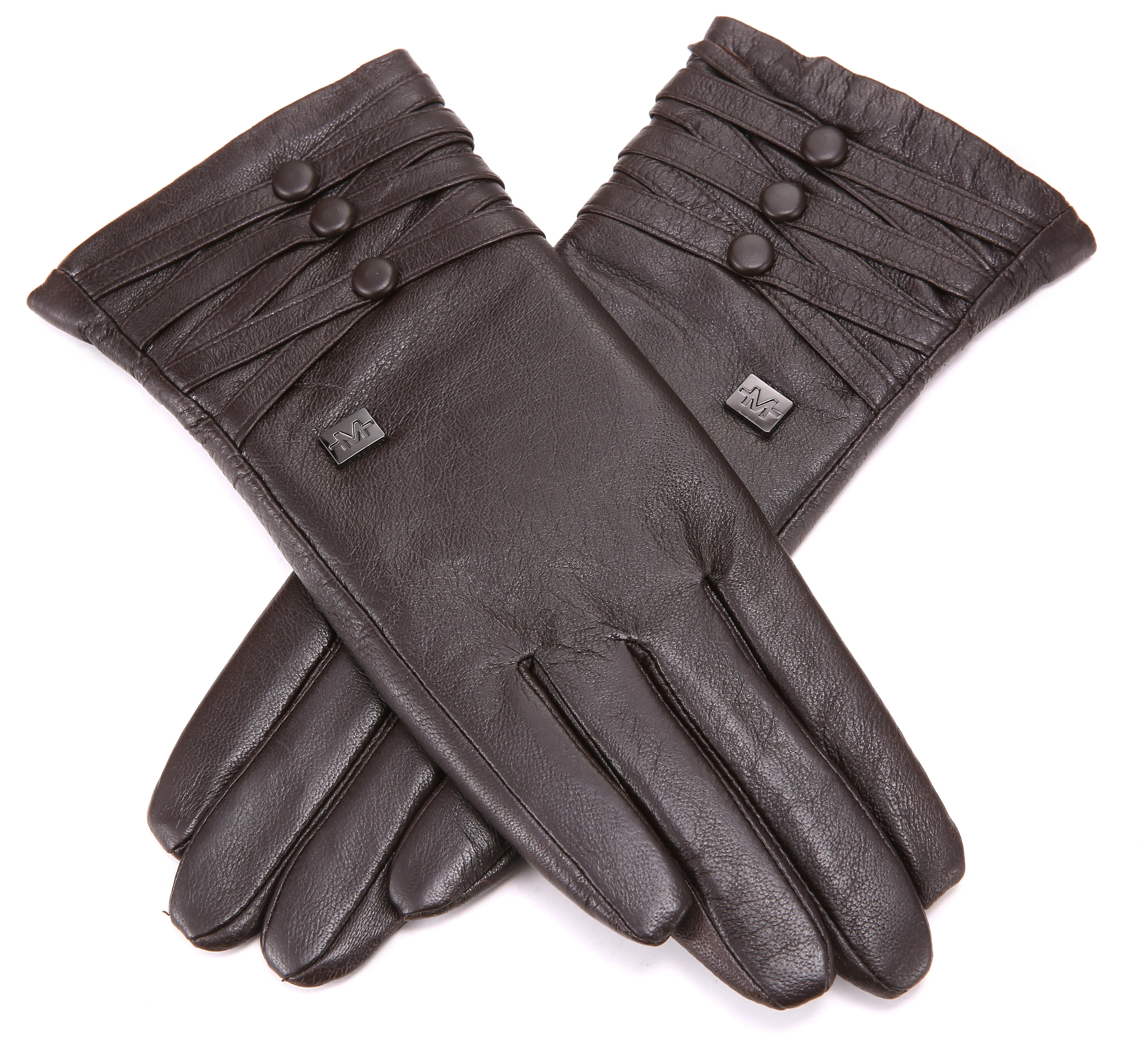 Trippled Button Leather Gloves