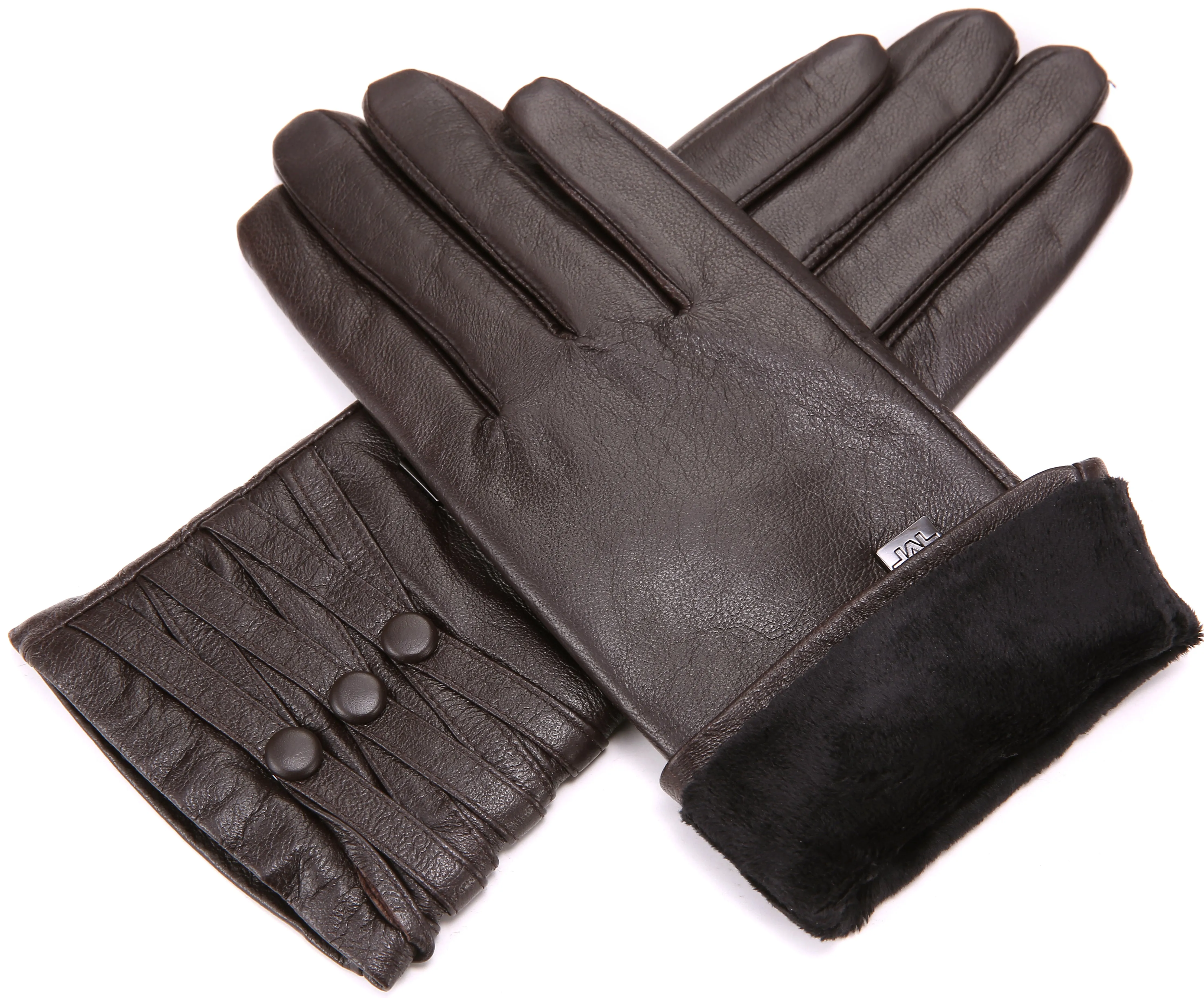 Trippled Button Leather Gloves