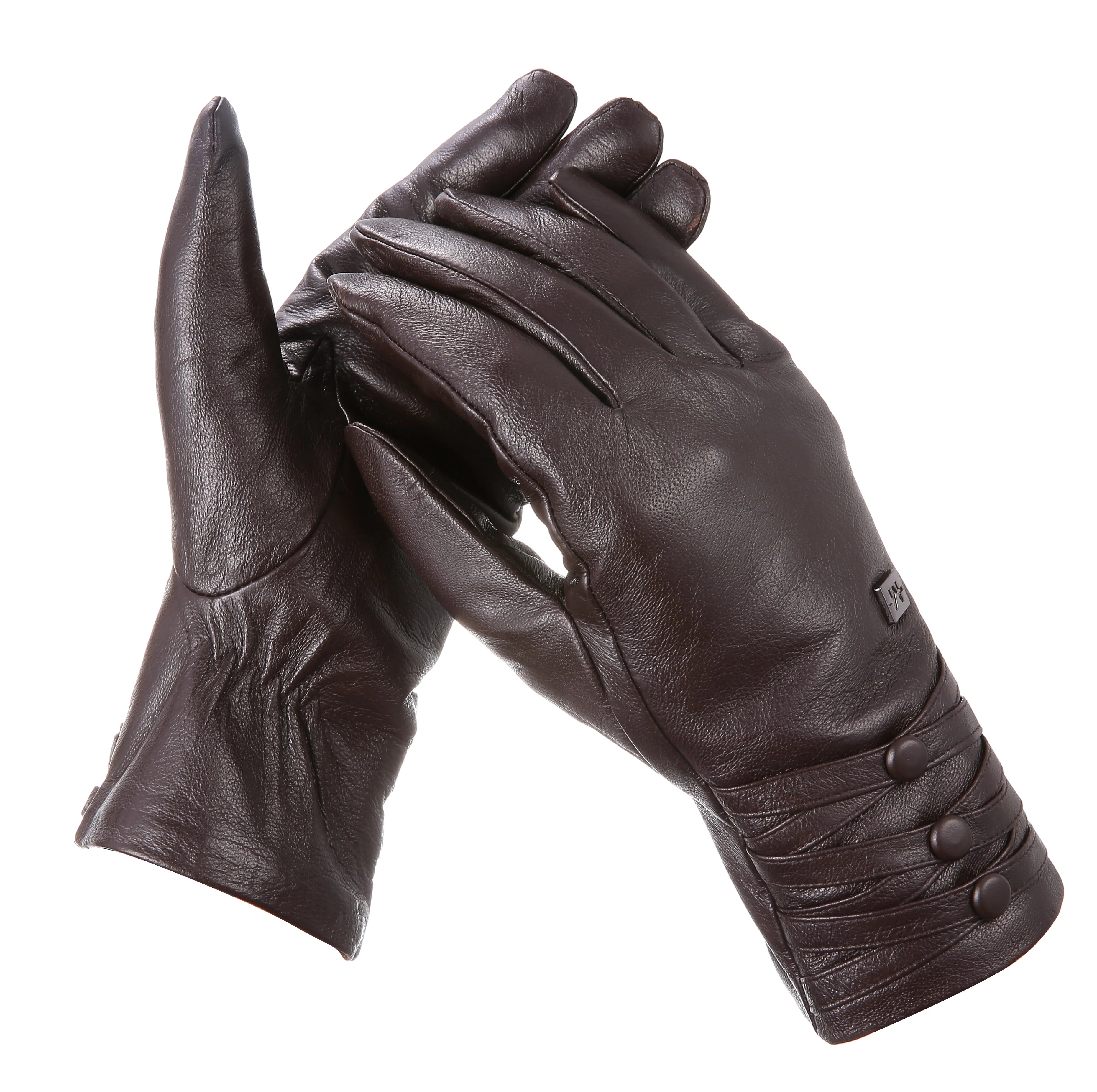 Trippled Button Leather Gloves