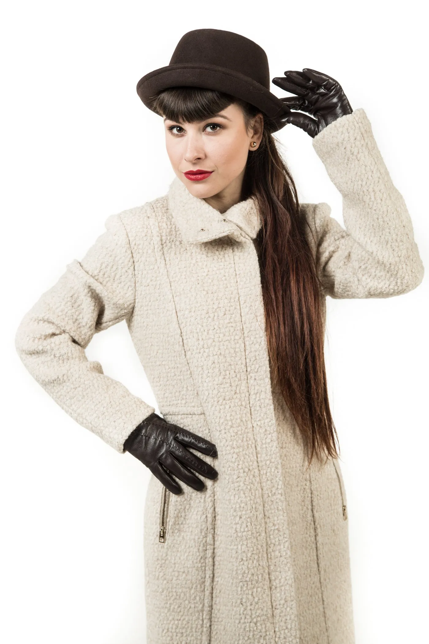 Trippled Button Leather Gloves