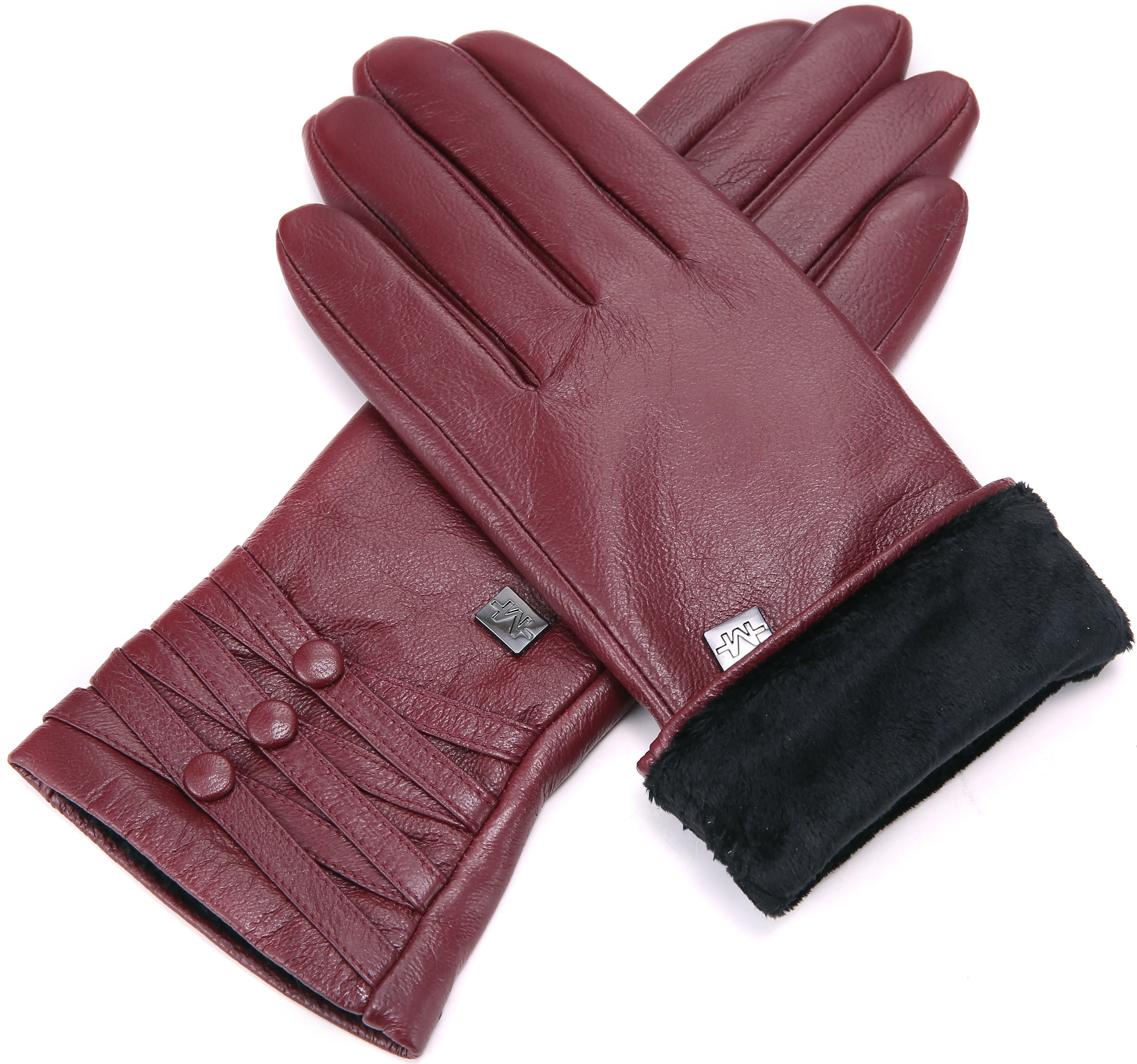 Trippled Button Leather Gloves