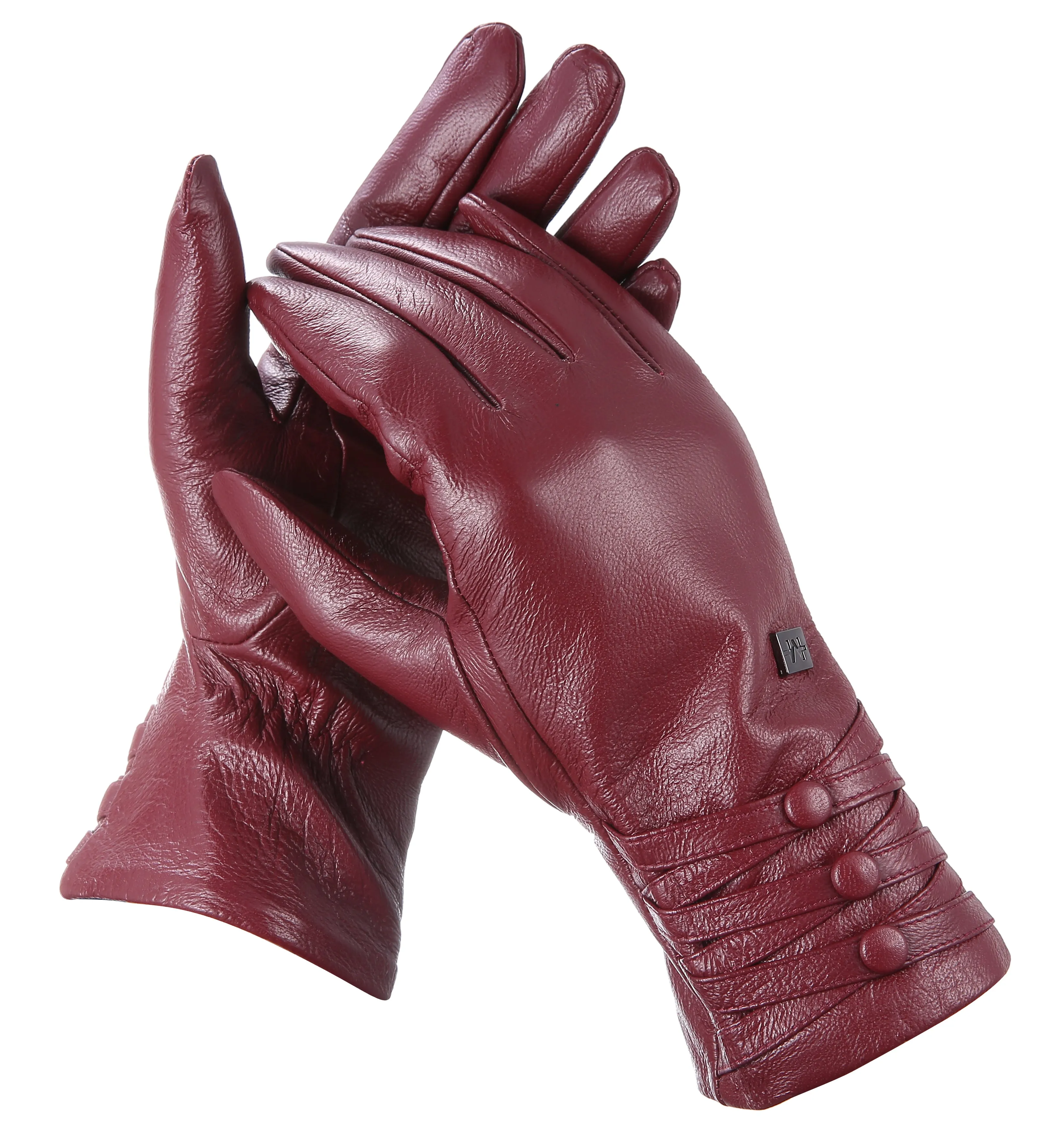 Trippled Button Leather Gloves