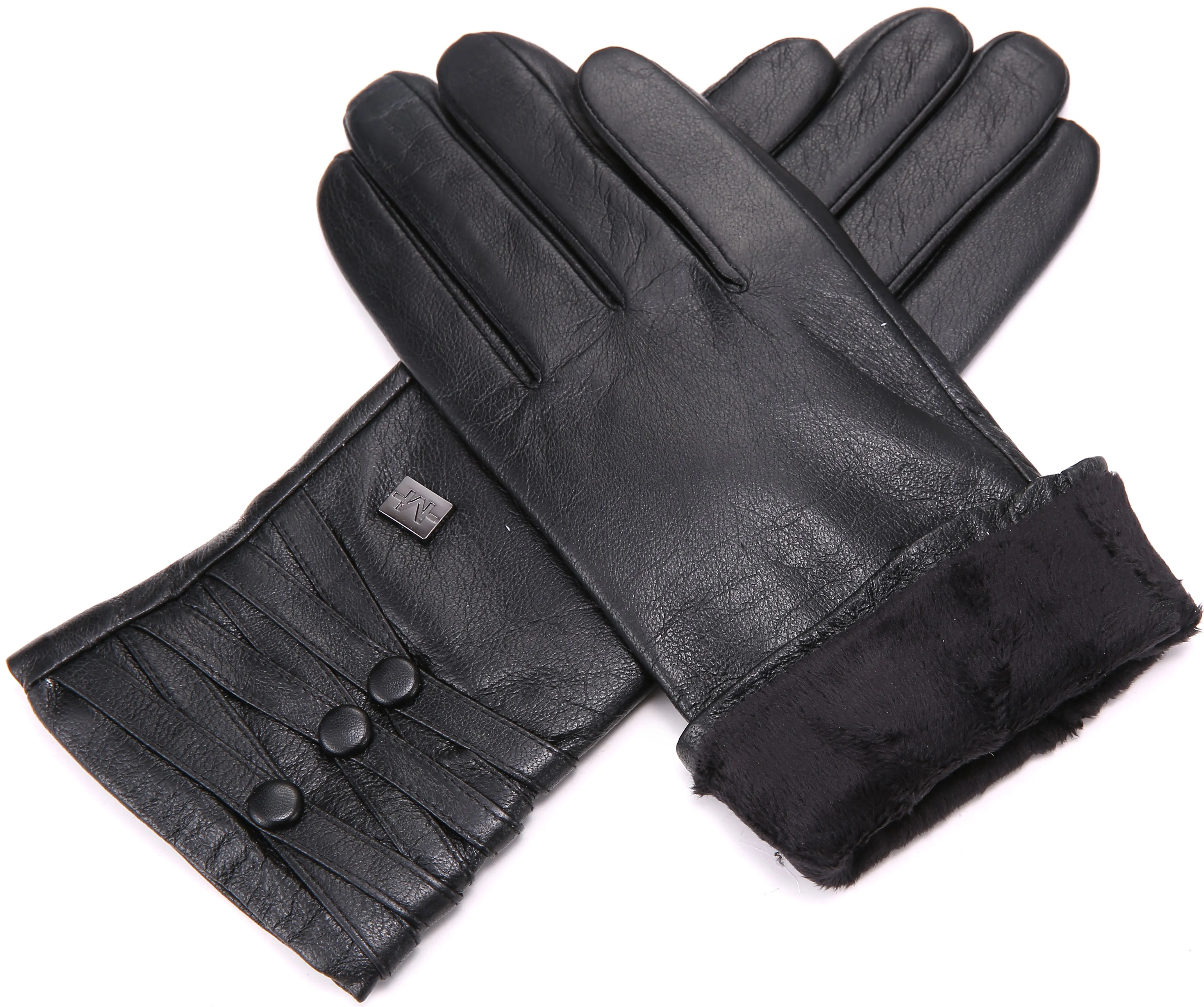 Trippled Button Leather Gloves