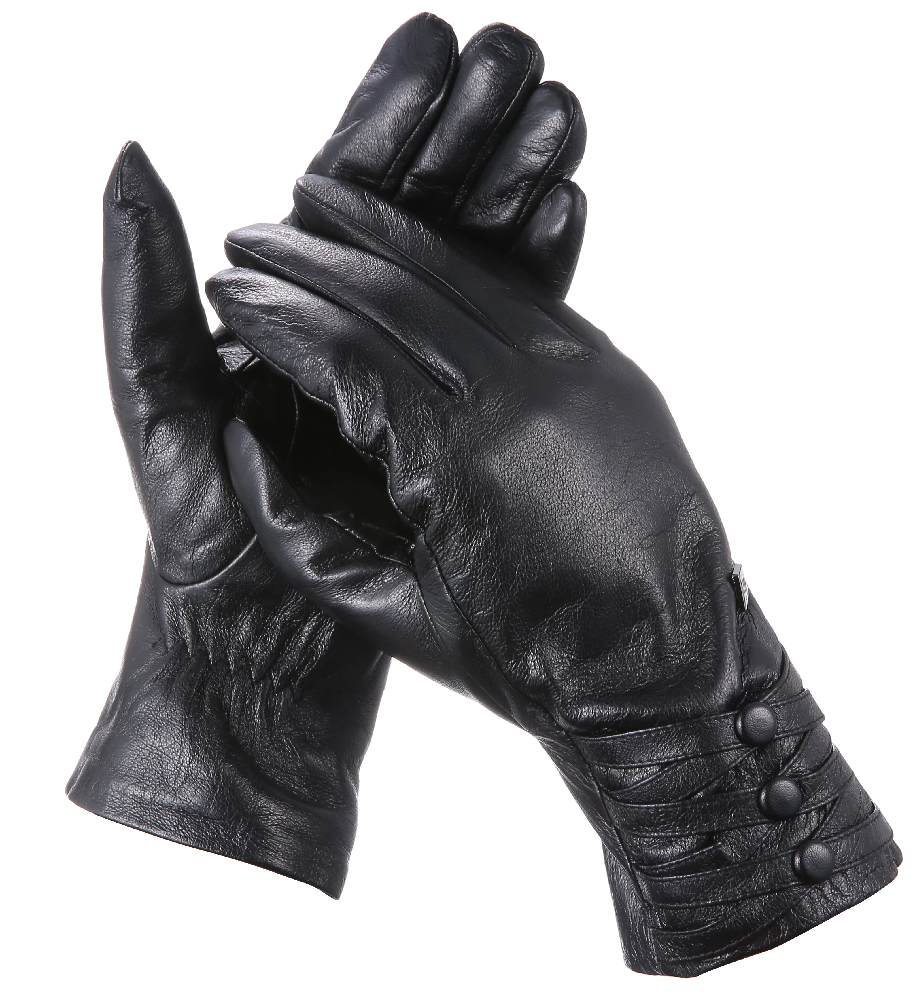 Trippled Button Leather Gloves