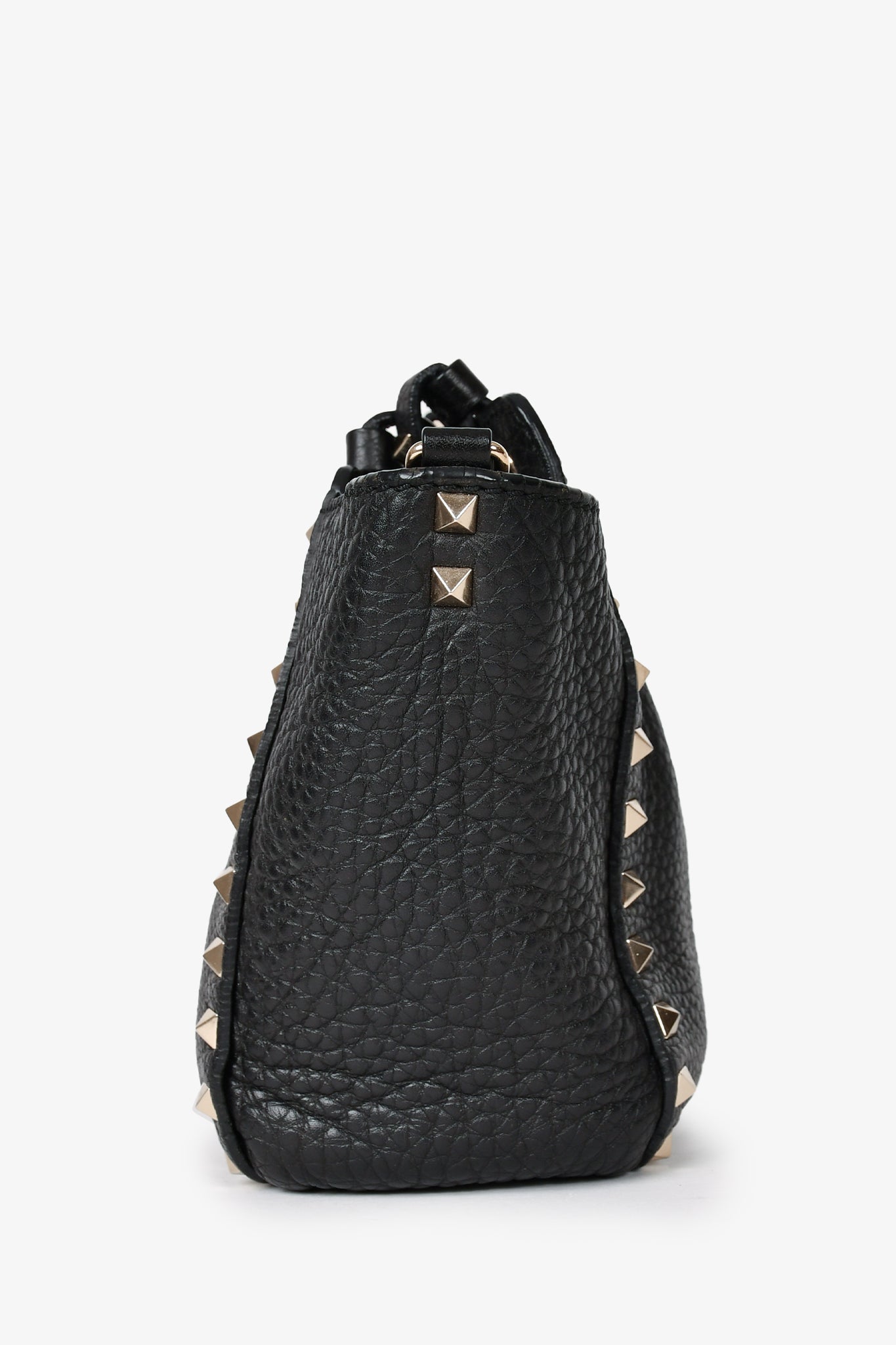 Valentino Black Leather Mini Rockstud Tote with Strap