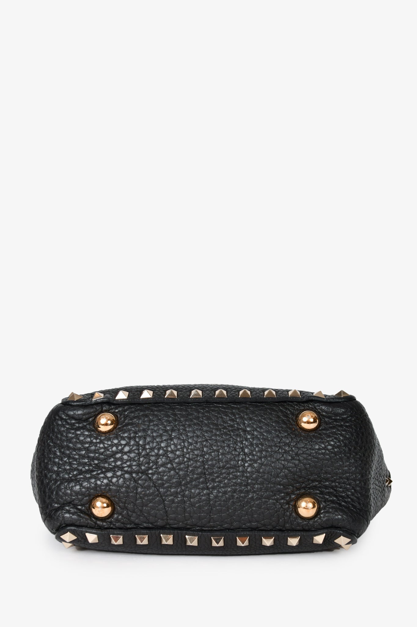 Valentino Black Leather Mini Rockstud Tote with Strap