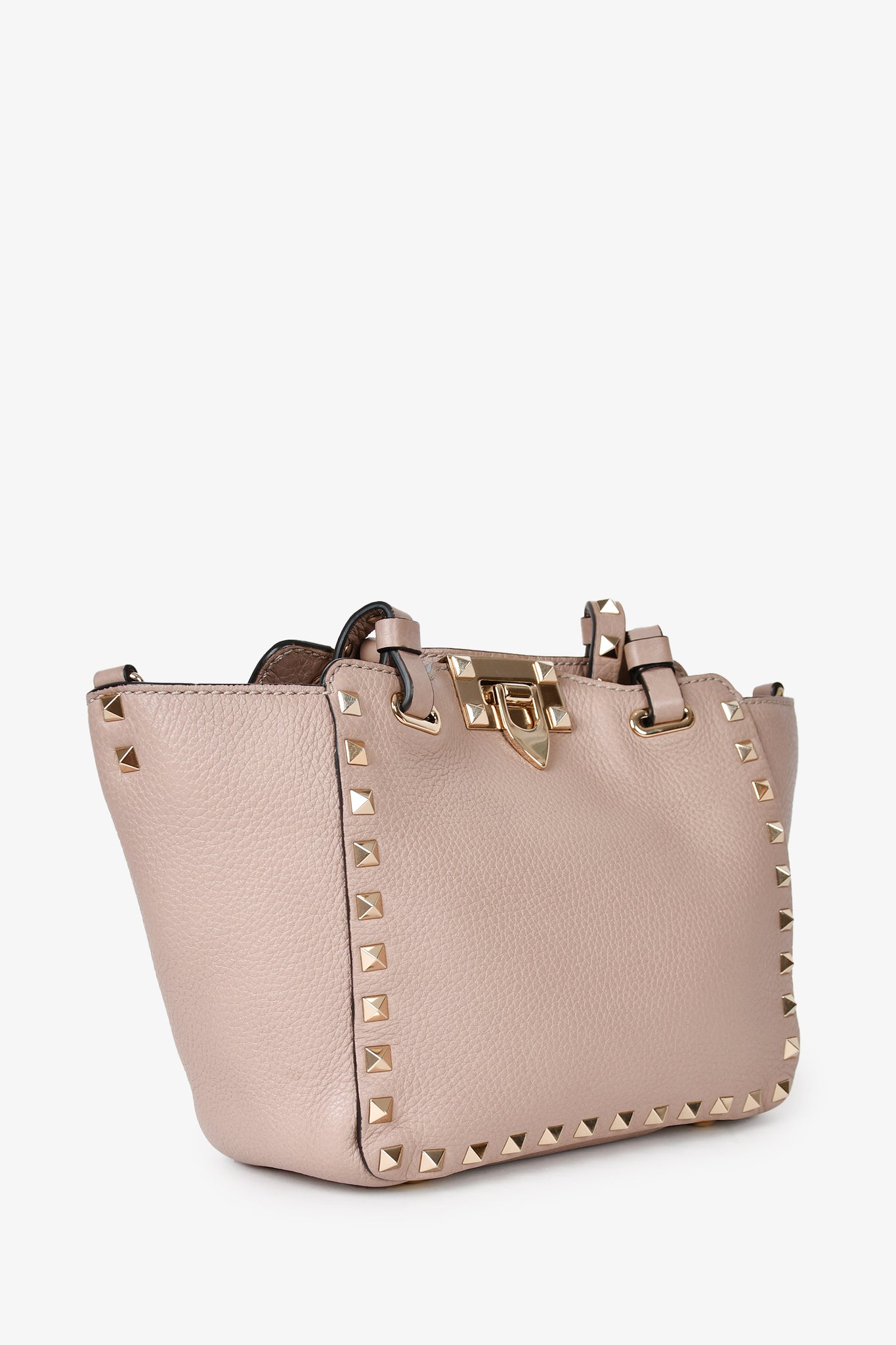 Valentino Pink Leather Mini Rockstud Tote with Strap